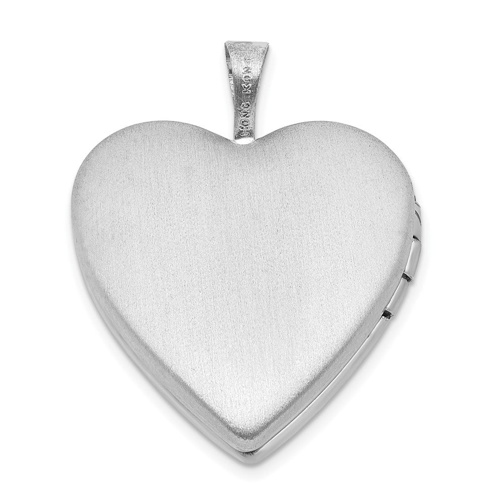 Sterling Silver Satin & Diamond-cut Enameled Quince Anos Heart Locket