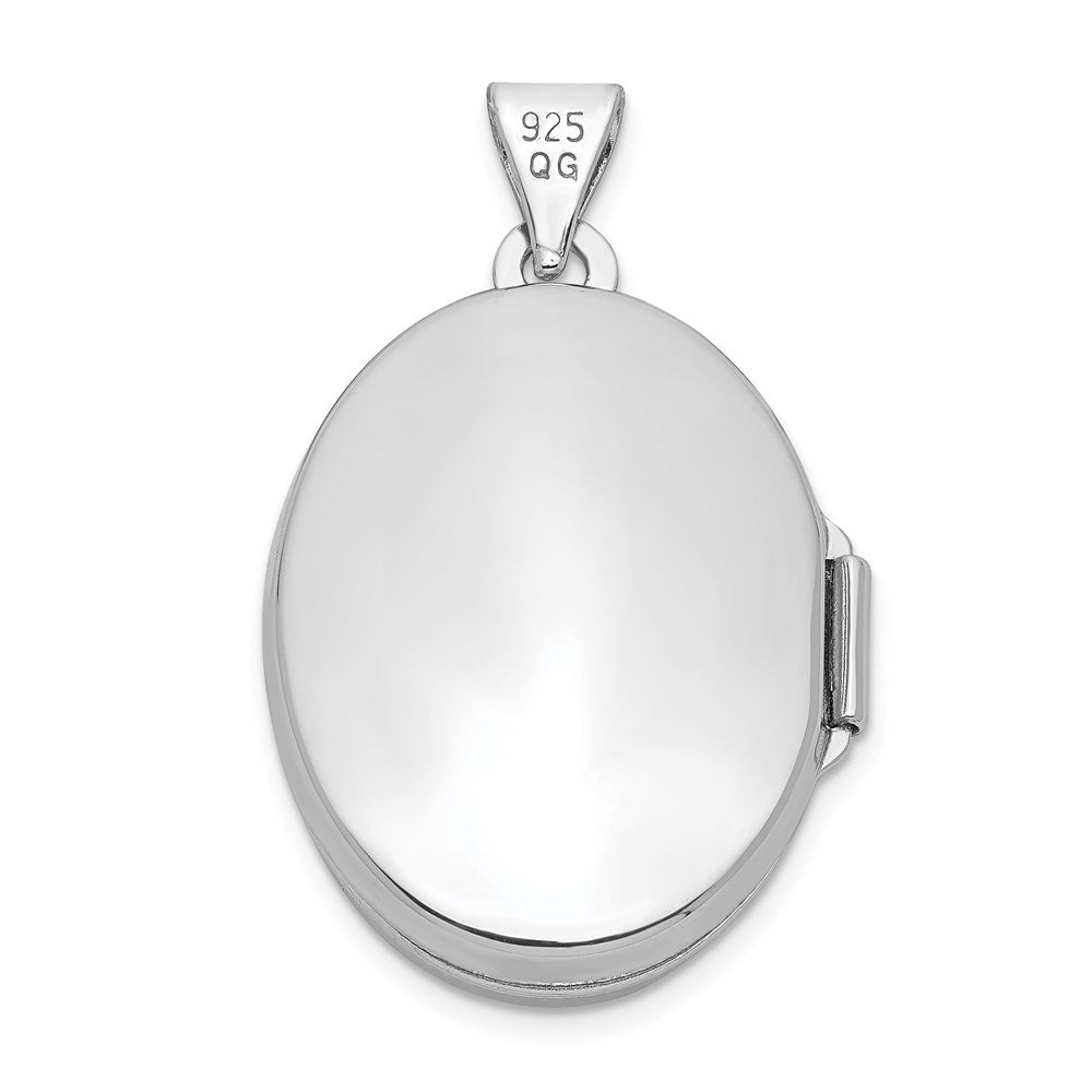 Sterling Silver Rhodium-plated Oval Tree Locket