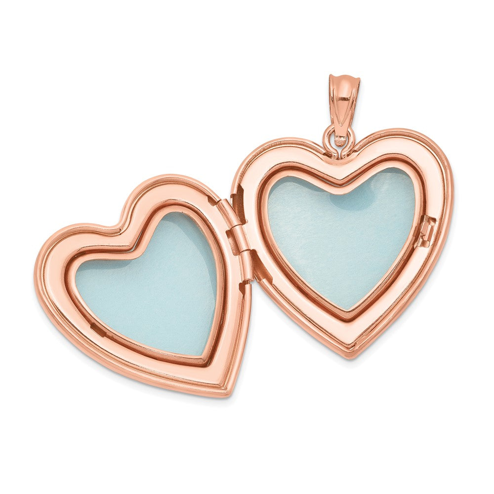 Sterling Silver Rose Gold-plated 24mm Swirl Design Heart Locket