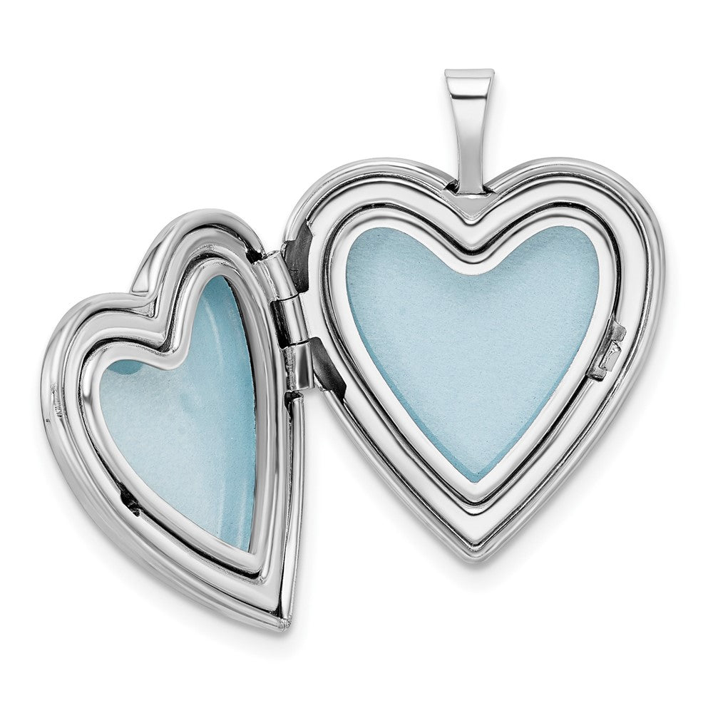 Sterling Silver Rhod-pltd 20mm FOREVER IN MY HEART Heart Locket