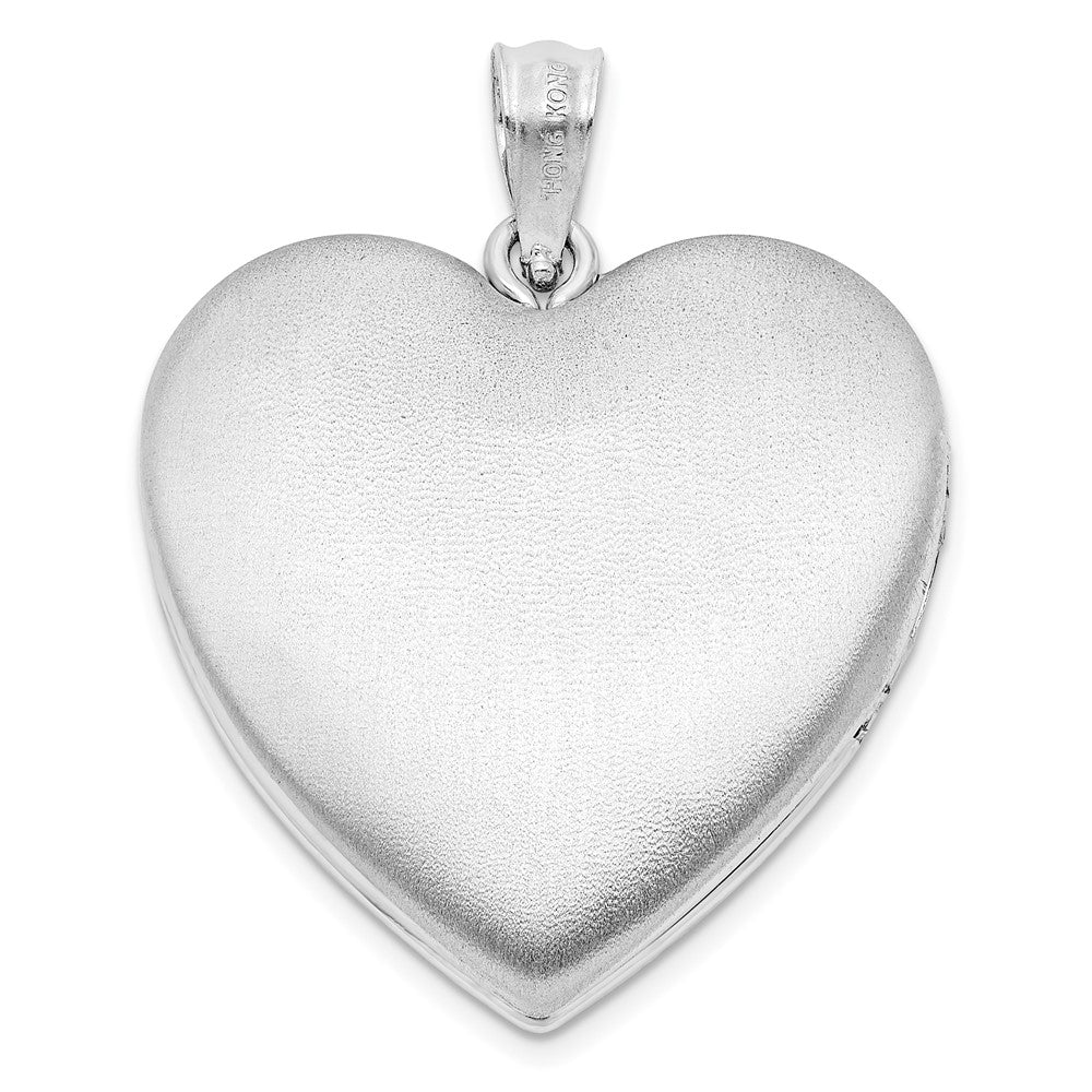 Sterling Silver Rhod-plated 24mm w/ Diamond Star Ash Holder Heart Locket