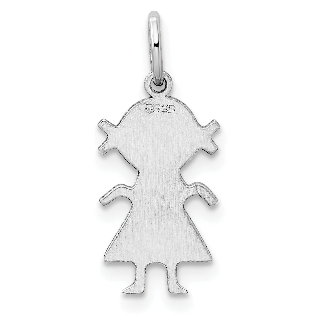 Sterling Silver Rh-plt Engraveable Girl Polished Front/Back Disc Charm