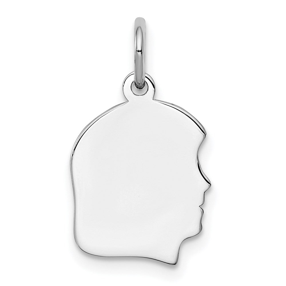 Sterl Silver Rh-plt Engraveable Girl Polished Front/Satin Back Disc Charm