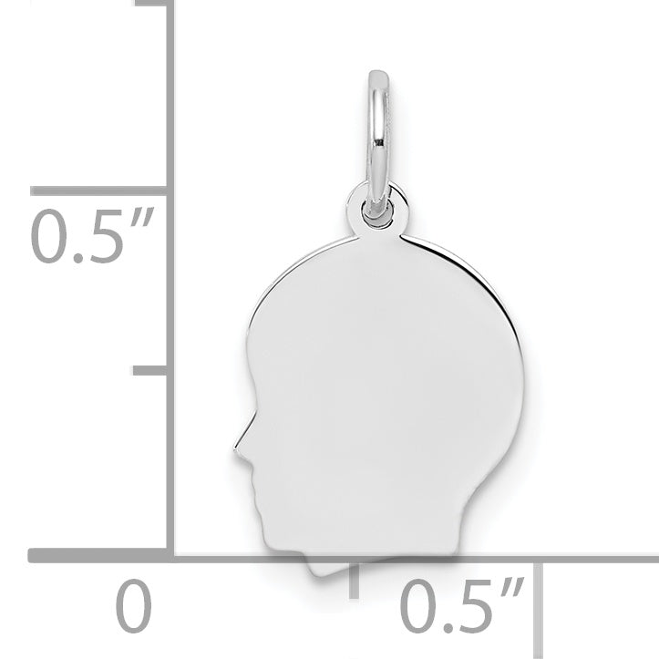 Sterl Silver Rh-plt Engraveable Boy Polished Front/Satin Back Disc Charm