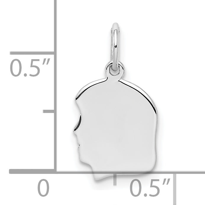 Sterl Silver Rh-plt Engraveable Girl Polished Front/Satin Back Disc Charm