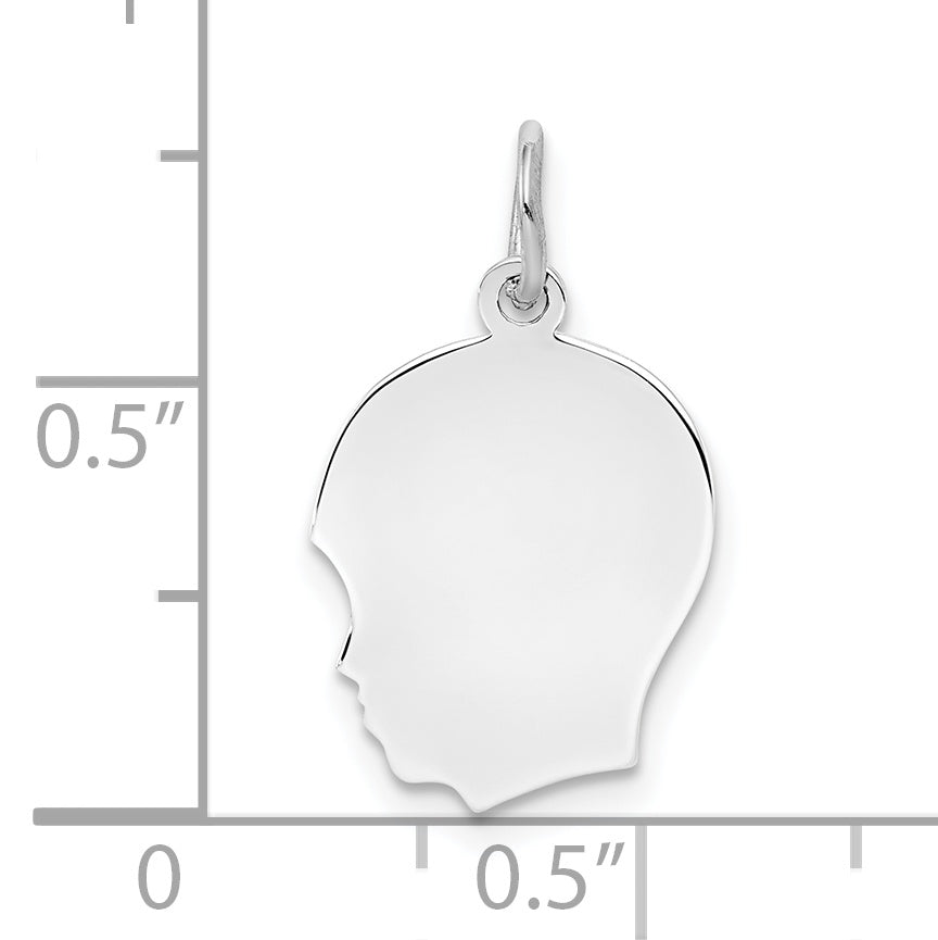 Sterl Silver Rh-plt Engraveable Boy Polished Front/Satin Back Disc Charm