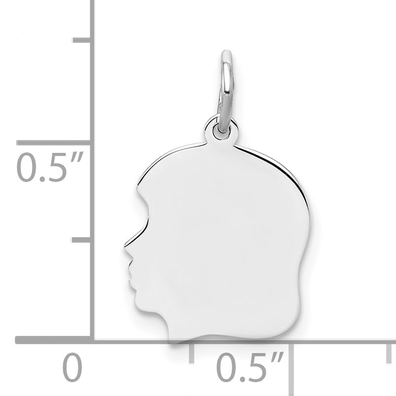 Sterl Silver Rh-plt Engraveable Girl Polished Front/Satin Back Disc Charm