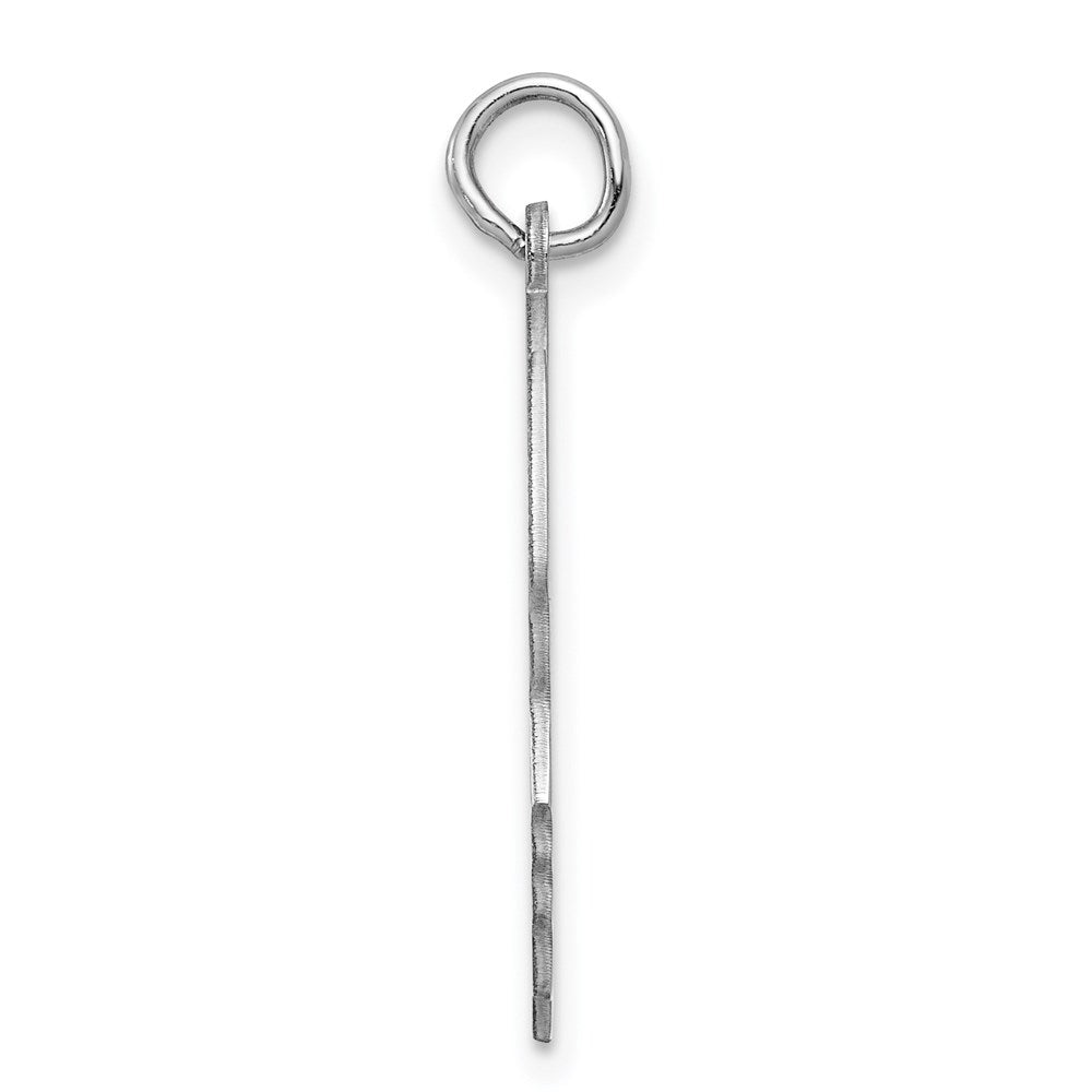 Sterling Silver Rhod-plate Eng. Boy Disc Charm Polish on Front/Back