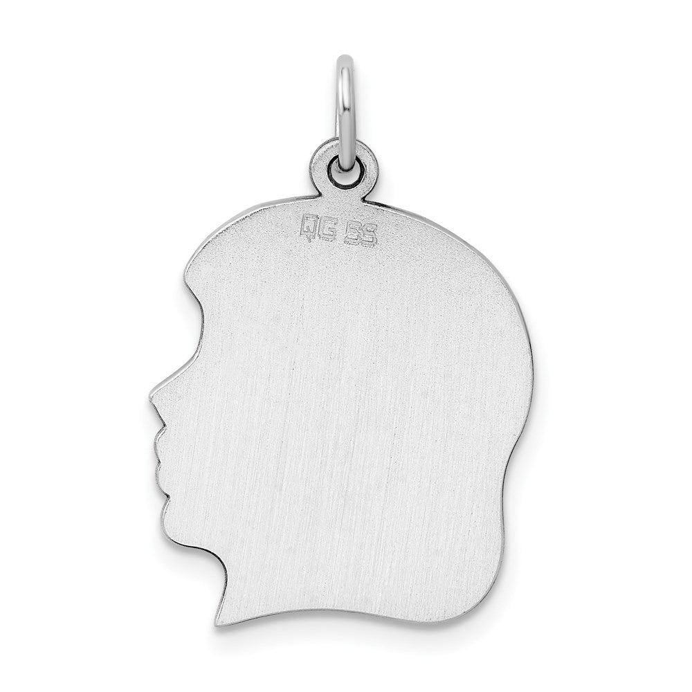 Sterl Silver Rh-plt Engraveable Girl Polished Front/Satin Back Disc Charm