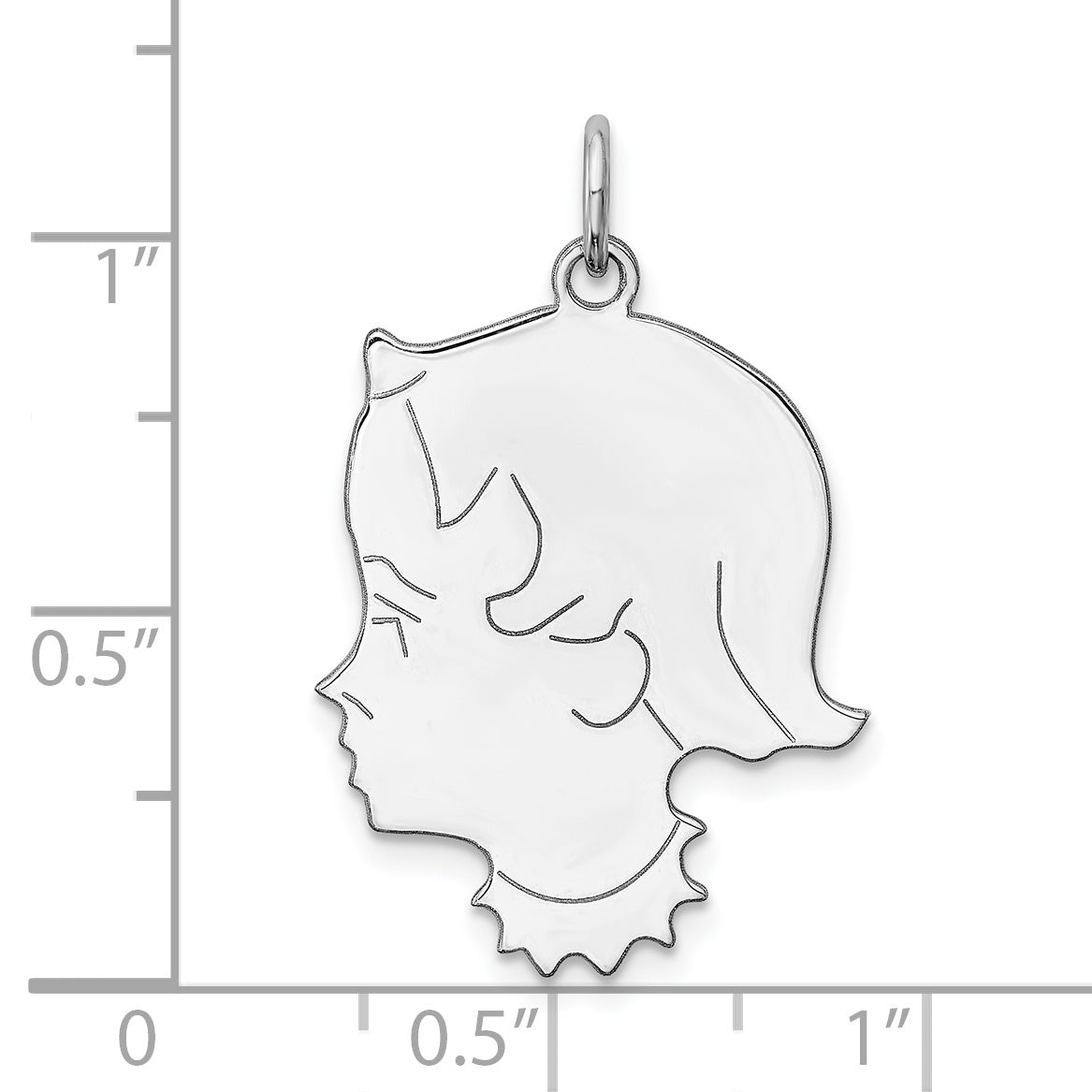 Sterl Silver Rh-plt Engraveable Girl Polished Front/Satin Back Disc Charm