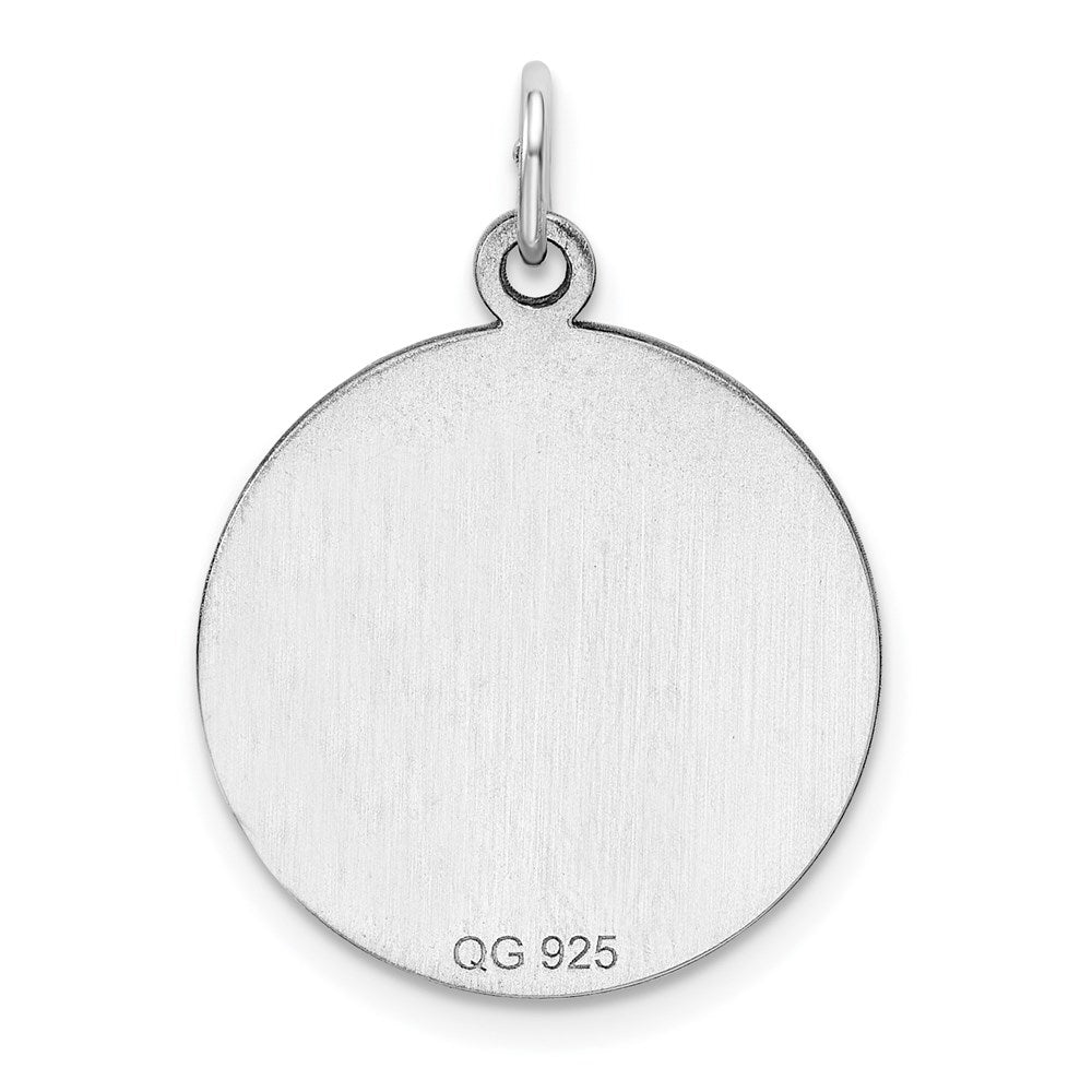 SS Rh-plt Engraveable Round Polished Front/Satin Back Disc Charm