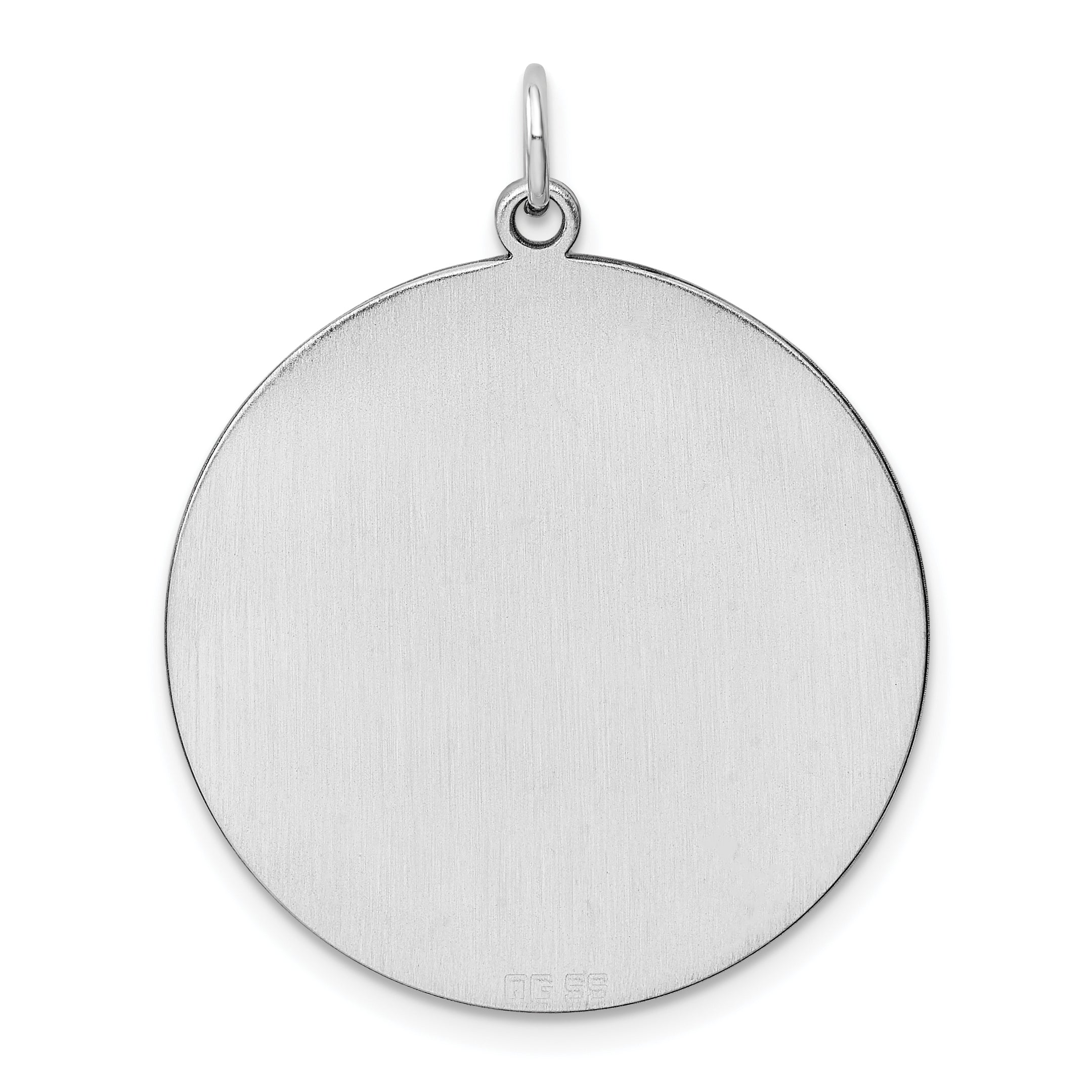 Sterling Silver Rhod-plated Eng. Rnd Polish Front/Satin Back Disc Charm