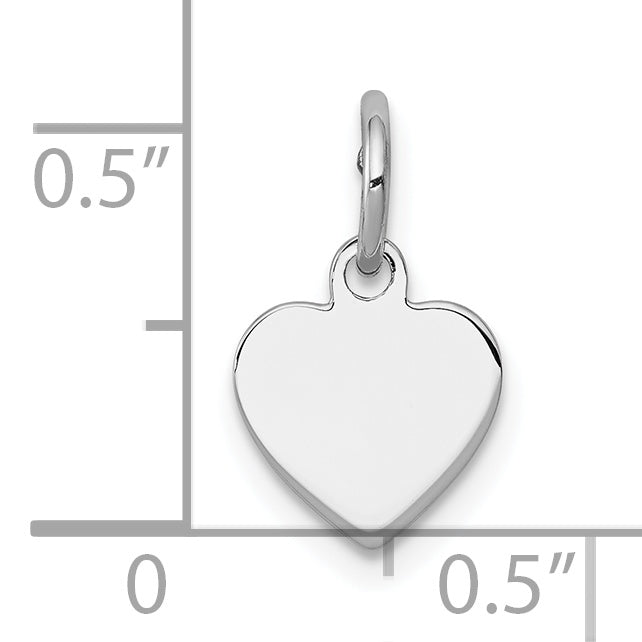 Sterling Silver Rh-plt Engraveable Heart Polished Front/Back Disc Charm