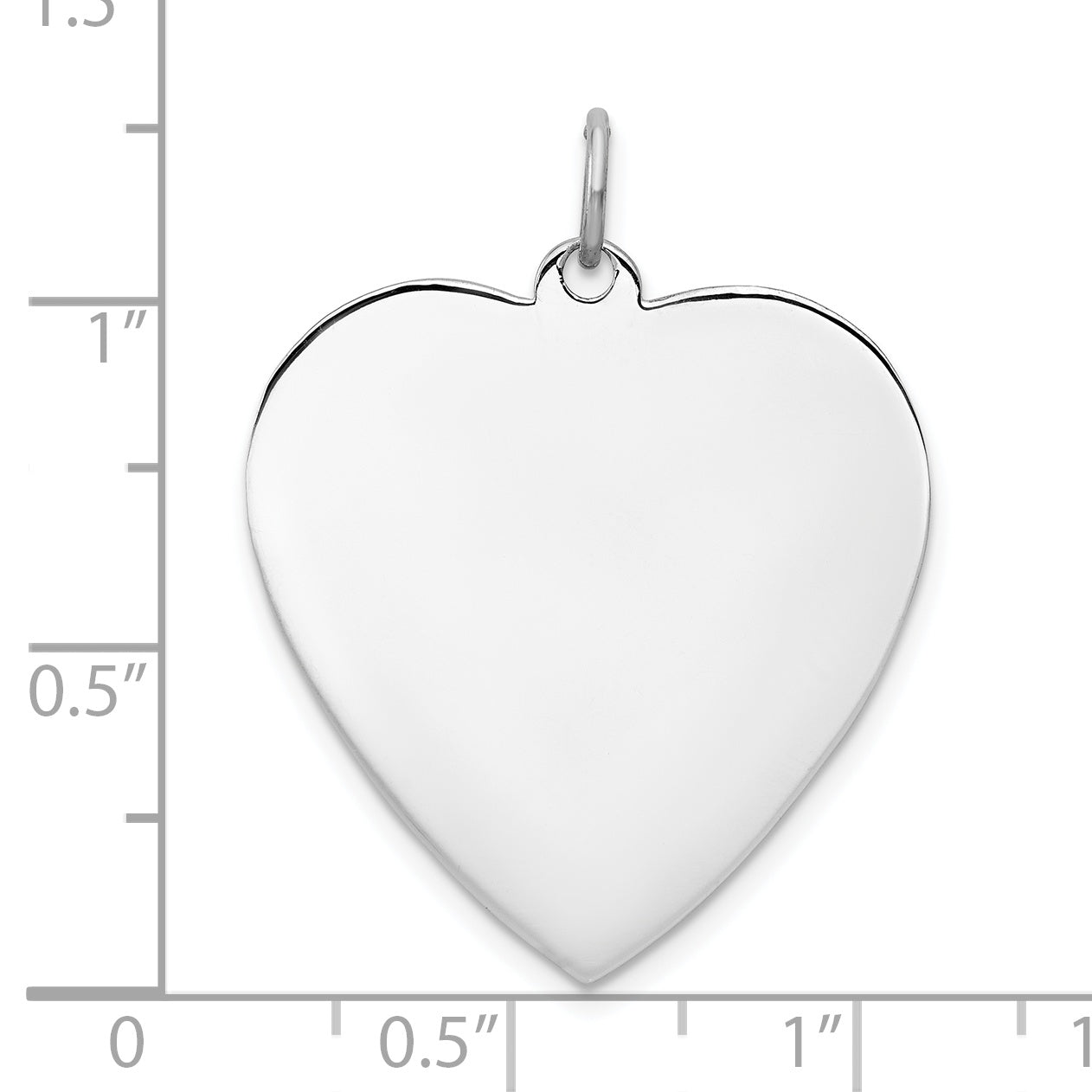 SS Rh-plt Engraveable Heart Polished Front/Satin Back Disc Charm