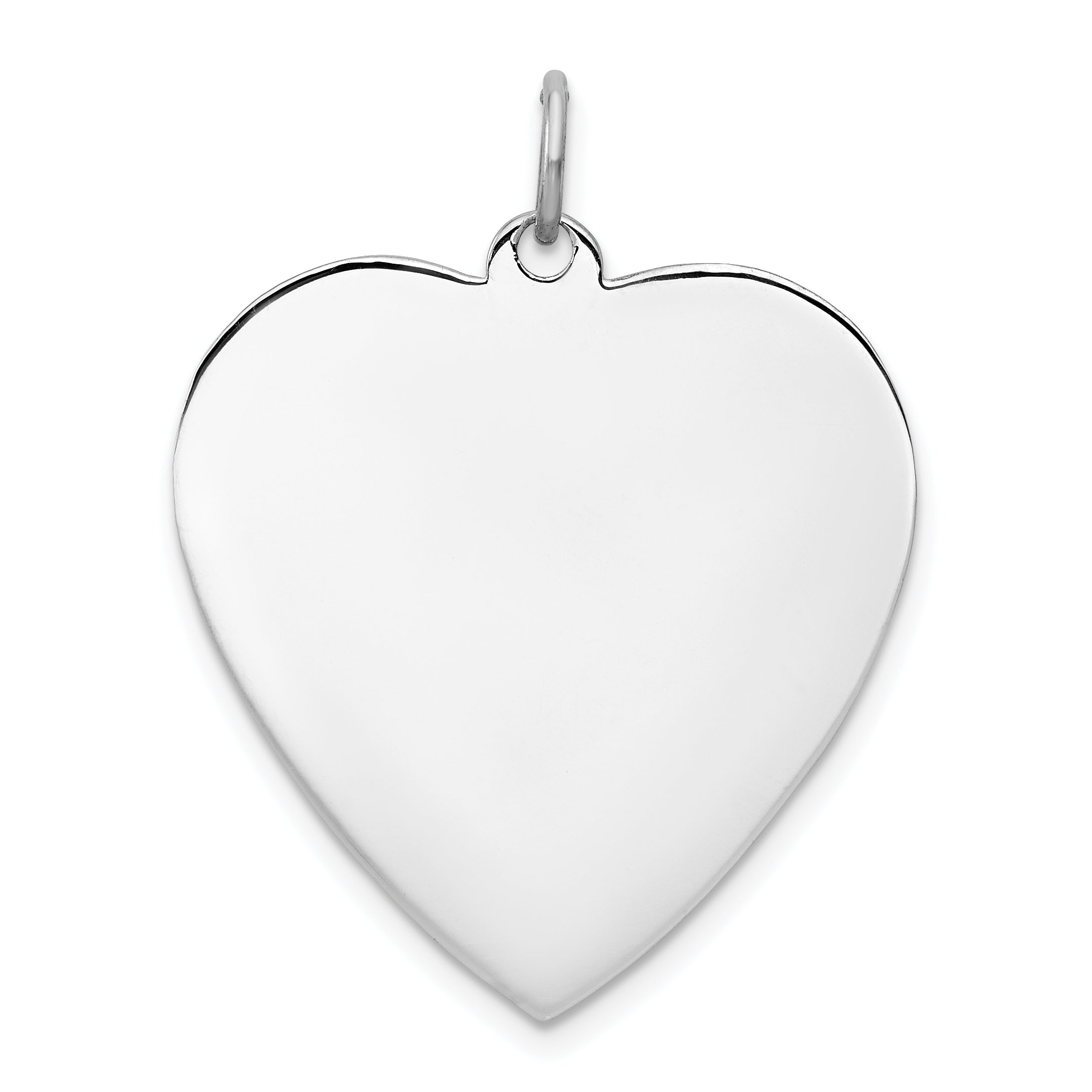 Sterling Silver Rhod-plated Eng. Heart Polish Front/Satin Back Disc Charm