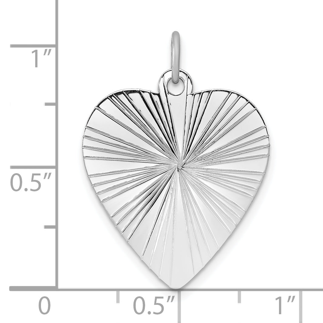 SS Rh-plt Engraveable Heart Polished Front/Satin Back Disc Charm