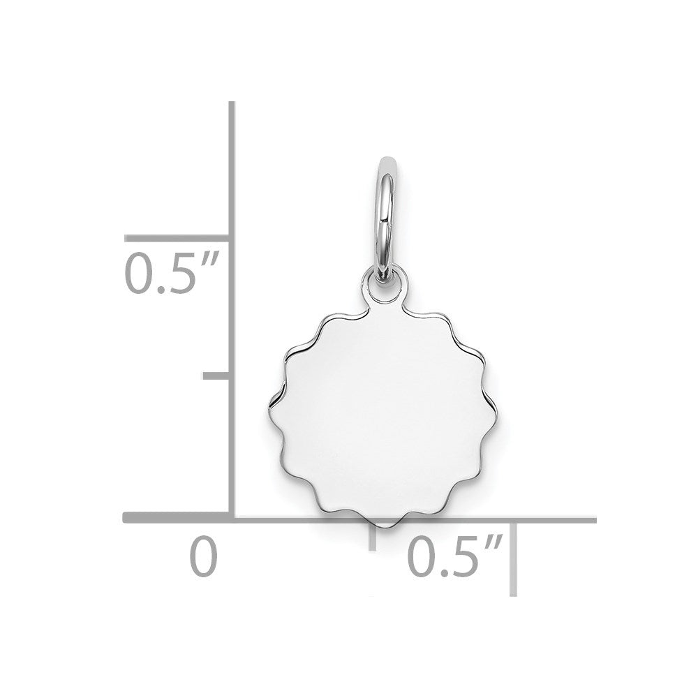 Sterling Silver Rh-plt Engraveable Polished Front/Satin Back Disc Charm