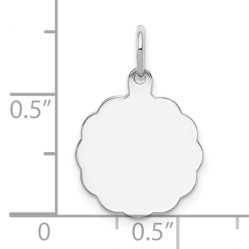 Sterling Silver Rh-plt Engraveable Polished Front/Satin Back Disc Charm