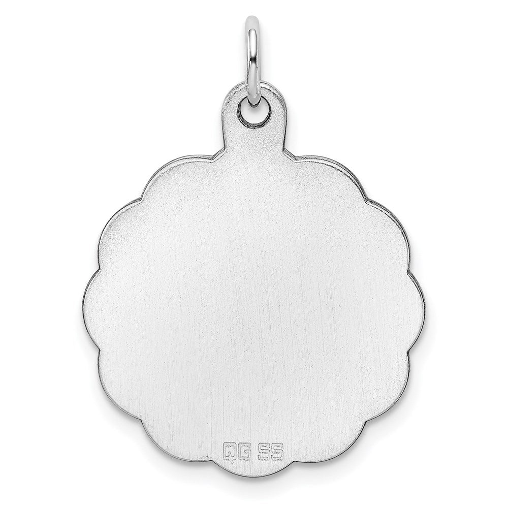 Sterling Silver Rh-plt Engraveable Polished Front/ Back Disc Charm