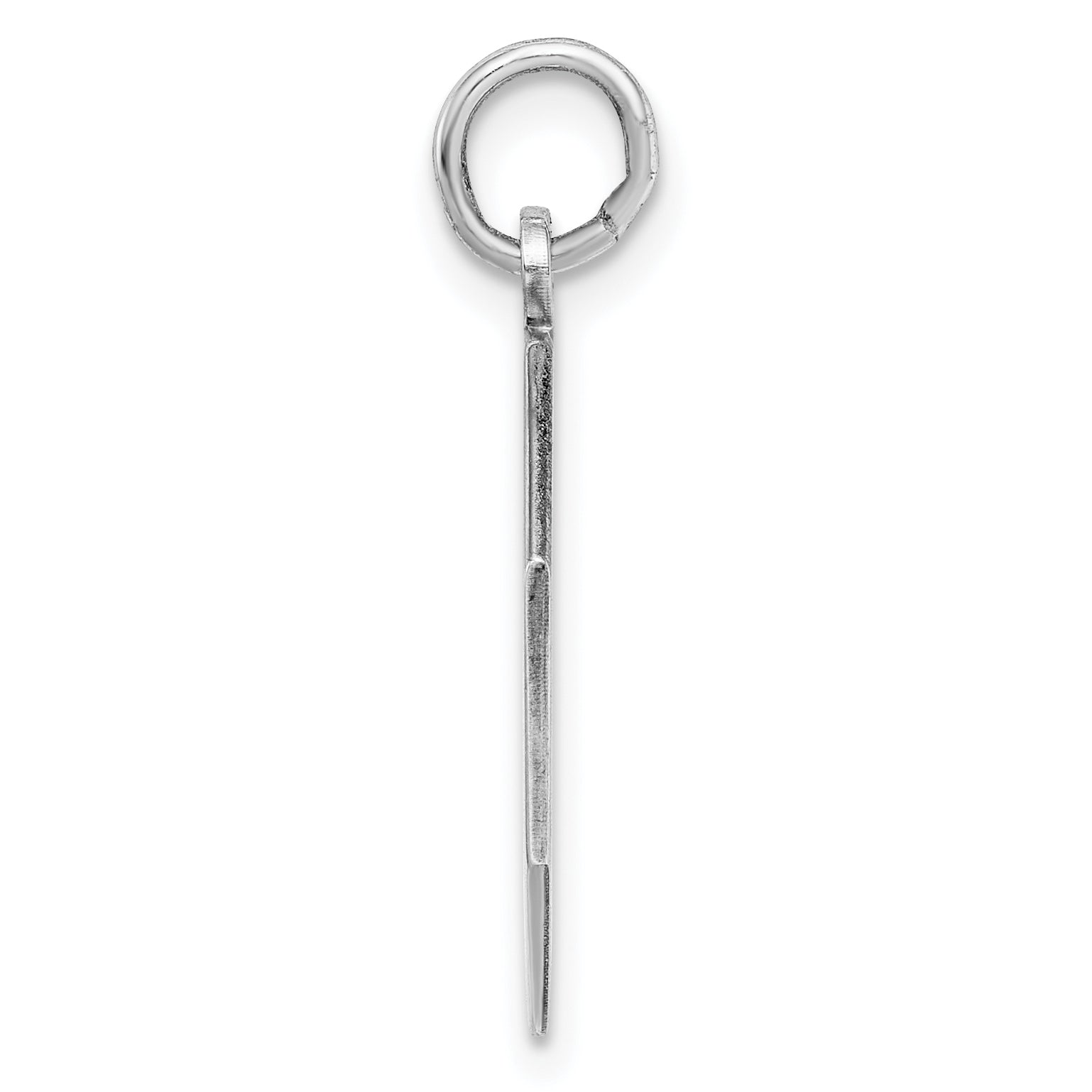 SS Rh-plt Engraveable Octagon Polished Front/Satin Back Disc Charm