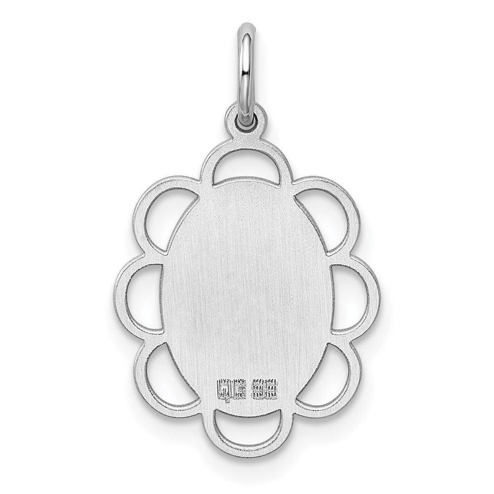 Sterling Silver Rh-plt Engraveable Polished Front/Satin Back Disc Charm