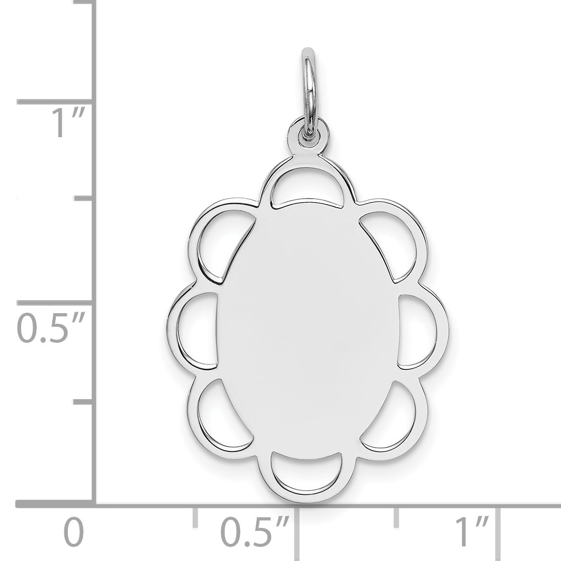 Sterling Silver Rh-plt Engraveable Polished Front/Satin Back Disc Charm