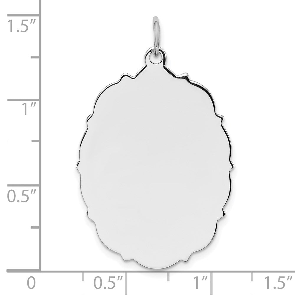 Sterling Silver Rh-plt Engraveable Polished Front/Satin Back Disc Charm