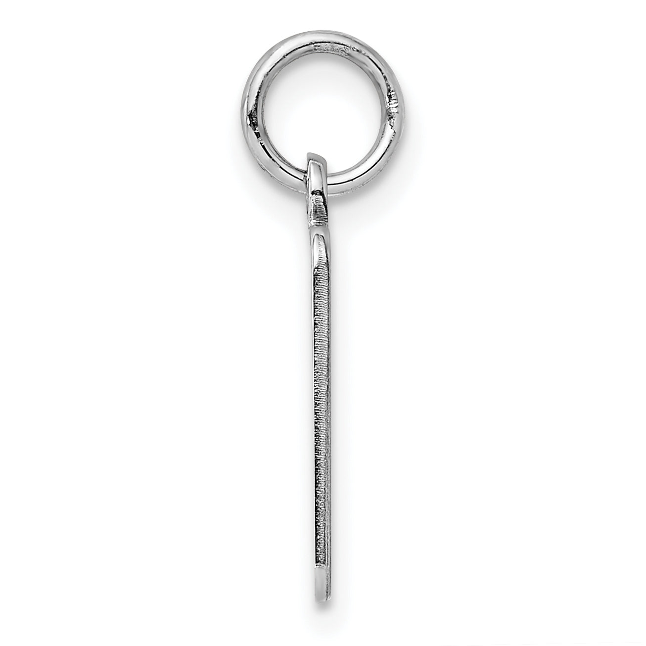 SS Rh-plt Engraveable Rectangle Polished Front/Satin Back Disc Charm