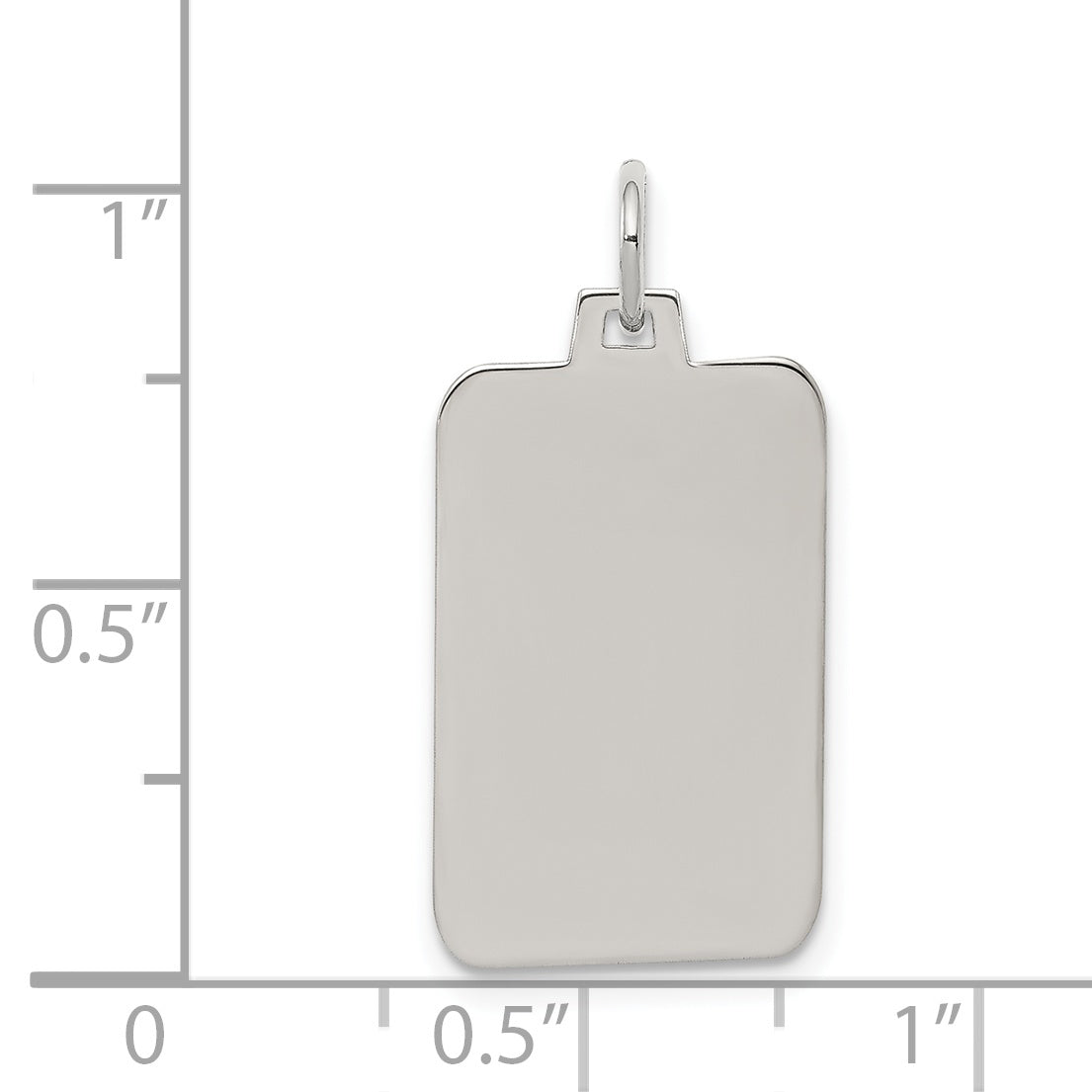 Sterling Silver Rhod.-plated Eng. Rect. Polish Front/Satin Back Disc Charm