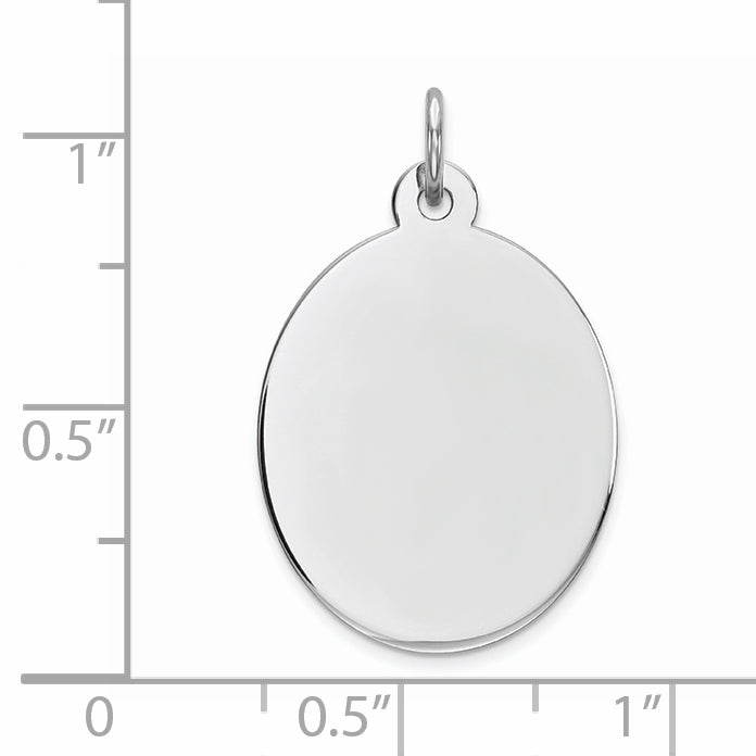 Sterling Silver Rhod-plate Eng. Oval Polish Front/Back Disc Charm