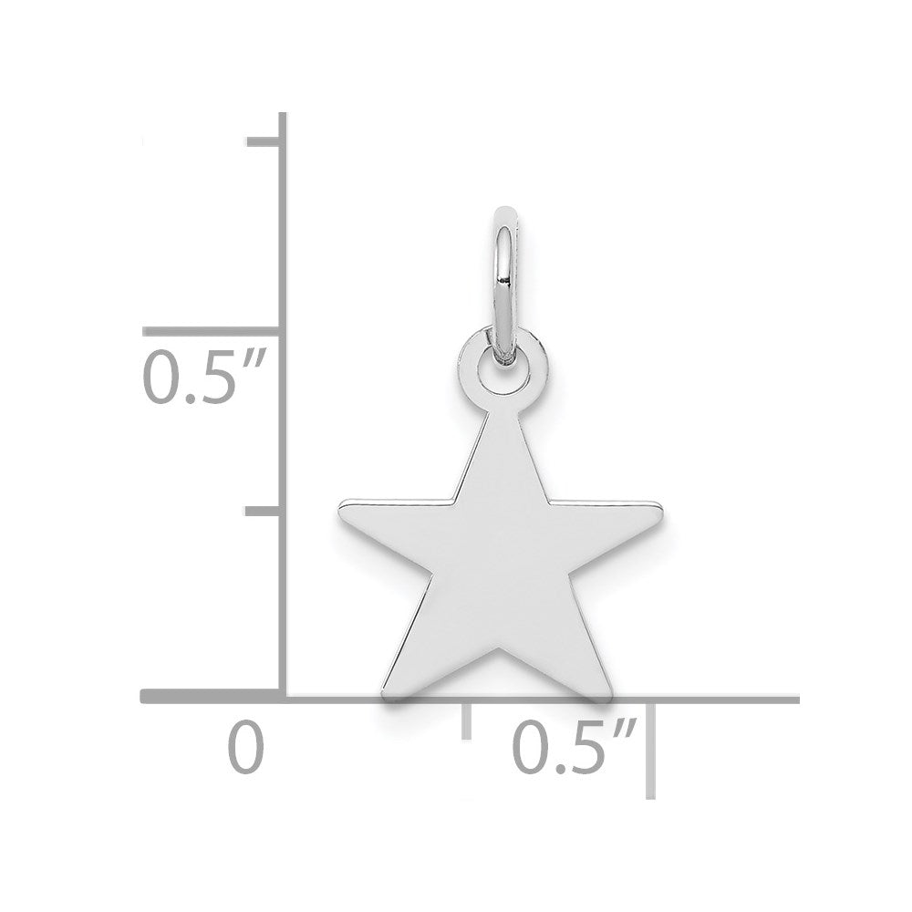 Sterling Silver Rhodium-plated Engraveable Star Disc Charm