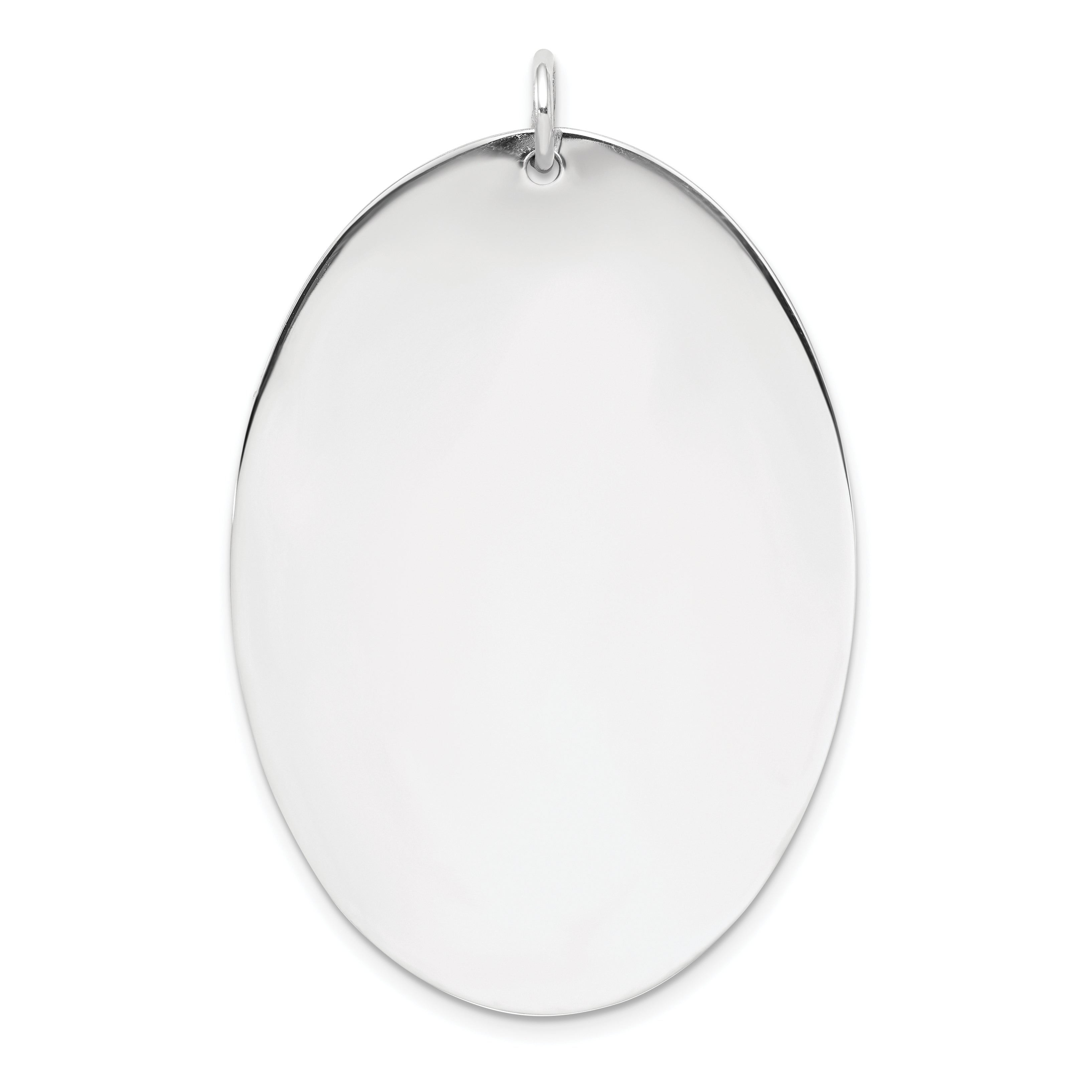 Sterl Silver Rh-plt Engraveable Oval Polished Front/Satin Back Disc Charm