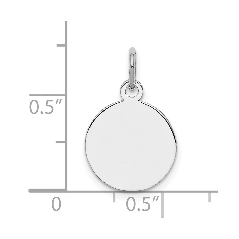 SS Rh-plt Engraveable Round Polished Front/Satin Back Disc Charm
