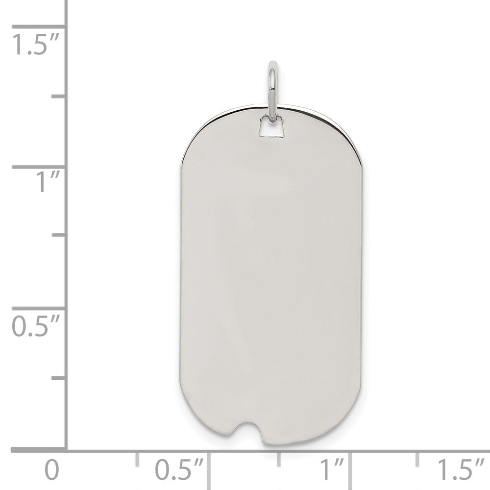 Sterling Silver Rhod.-plate Eng. Dog Tag Polish Front/Satin Back Disc Charm