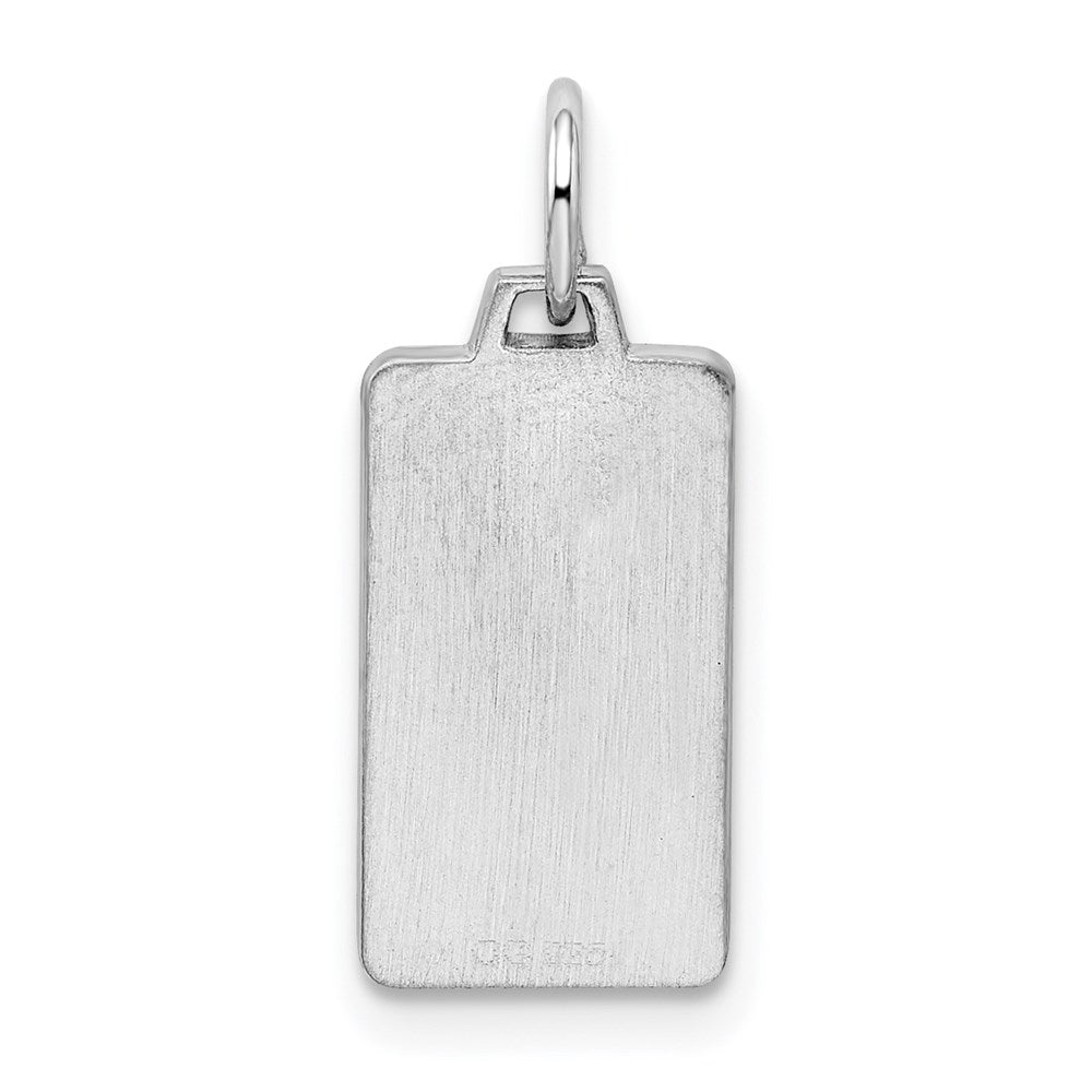 Sterling Silver Rhod-plate Eng. Rect. Polish Front/Satin Back Disc Charm