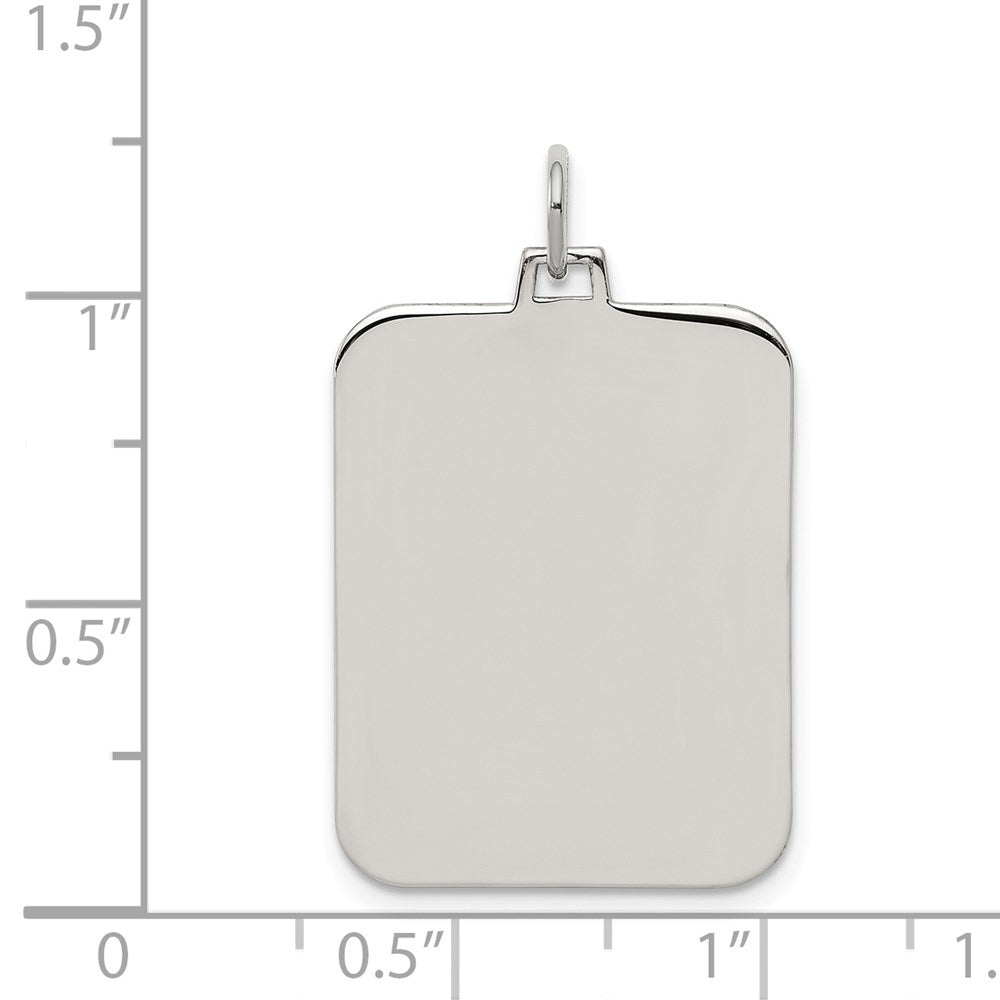 Sterling Silver Rhod-plate Eng. Rect. Polish Front/Satin Back Disc Charm