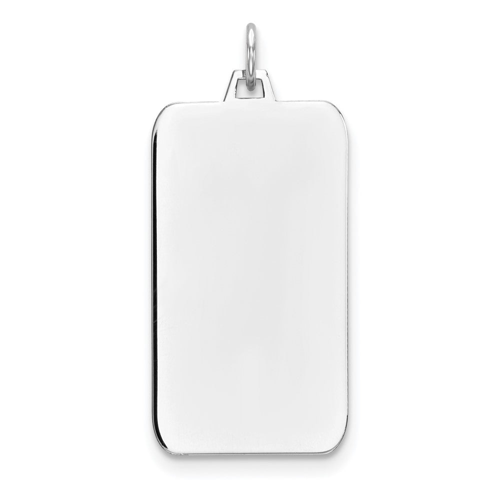 Sterling Silver Rhod-plate Eng. Rect. Polish Front/Satin Back Disc Charm