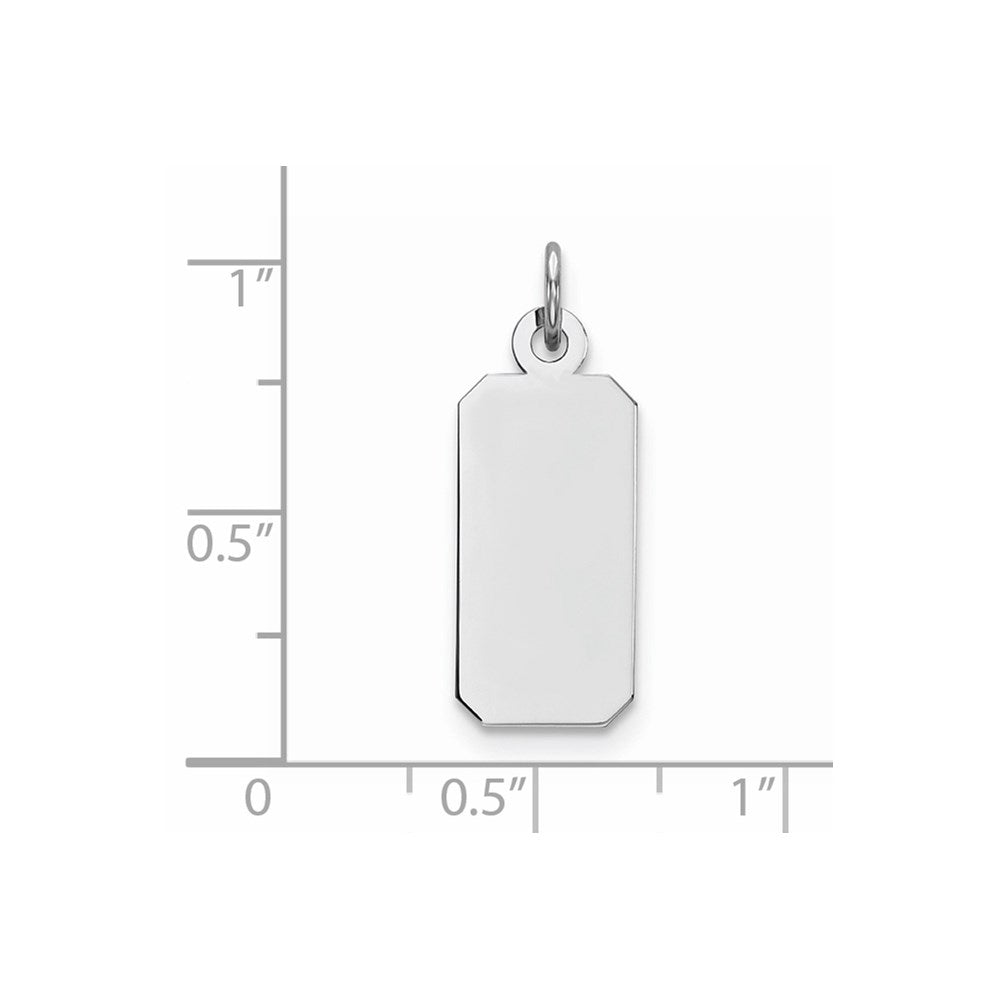 Sterling Silver Rhod-plate Eng. Rect. Polish Front/Satin Back Disc Charm