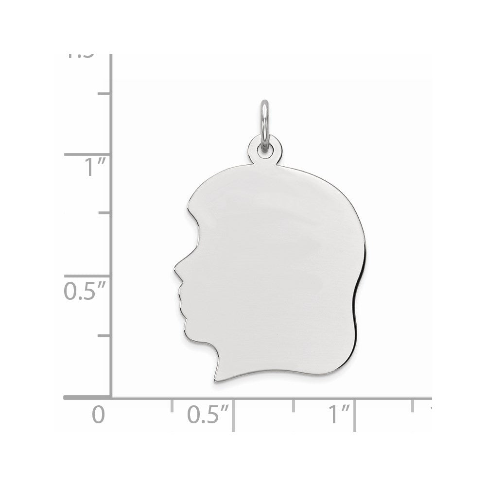 Sterling Silver Rhod-plate Eng. Girl Polished Front/Satin Back Disc Charm