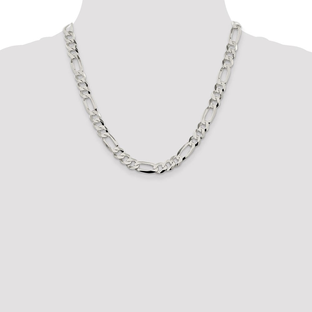Sterling Silver 8.5mm Lightweight Flat Figaro Chain