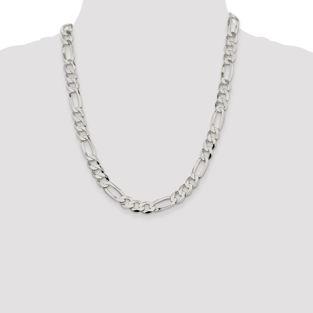 Sterling Silver 9.7mm Lightweight Flat Figaro Chain