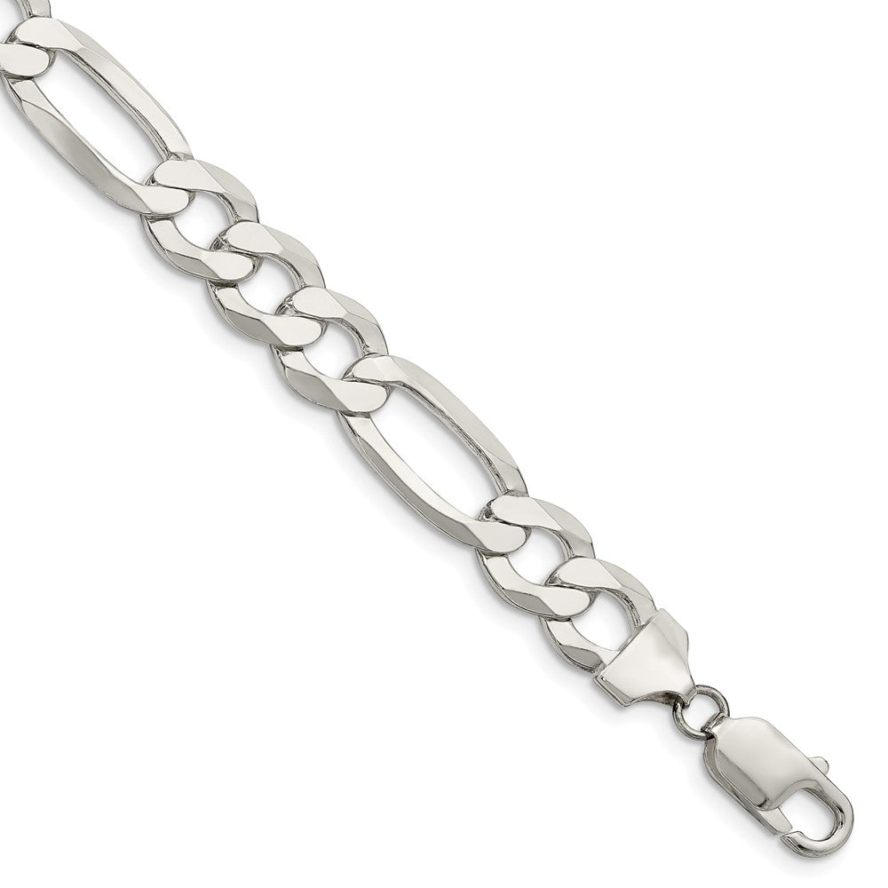Sterling Silver 9.7mm Lightweight Flat Figaro Chain