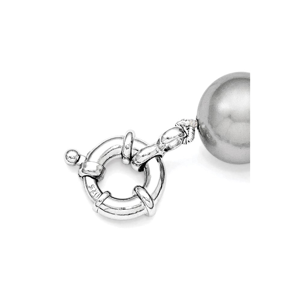 Majestik Sterling Silver Rhodium-plated 12-13mm Grey Imitation Shell Pearl Hand-knotted Necklace