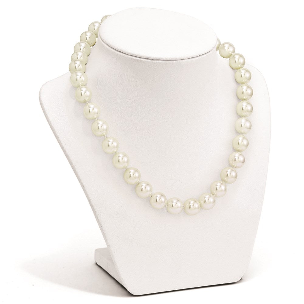 Majestik Sterling Silver Rhodium-plated 12-13mm White Imitation Shell Pearl Hand-knotted Necklace