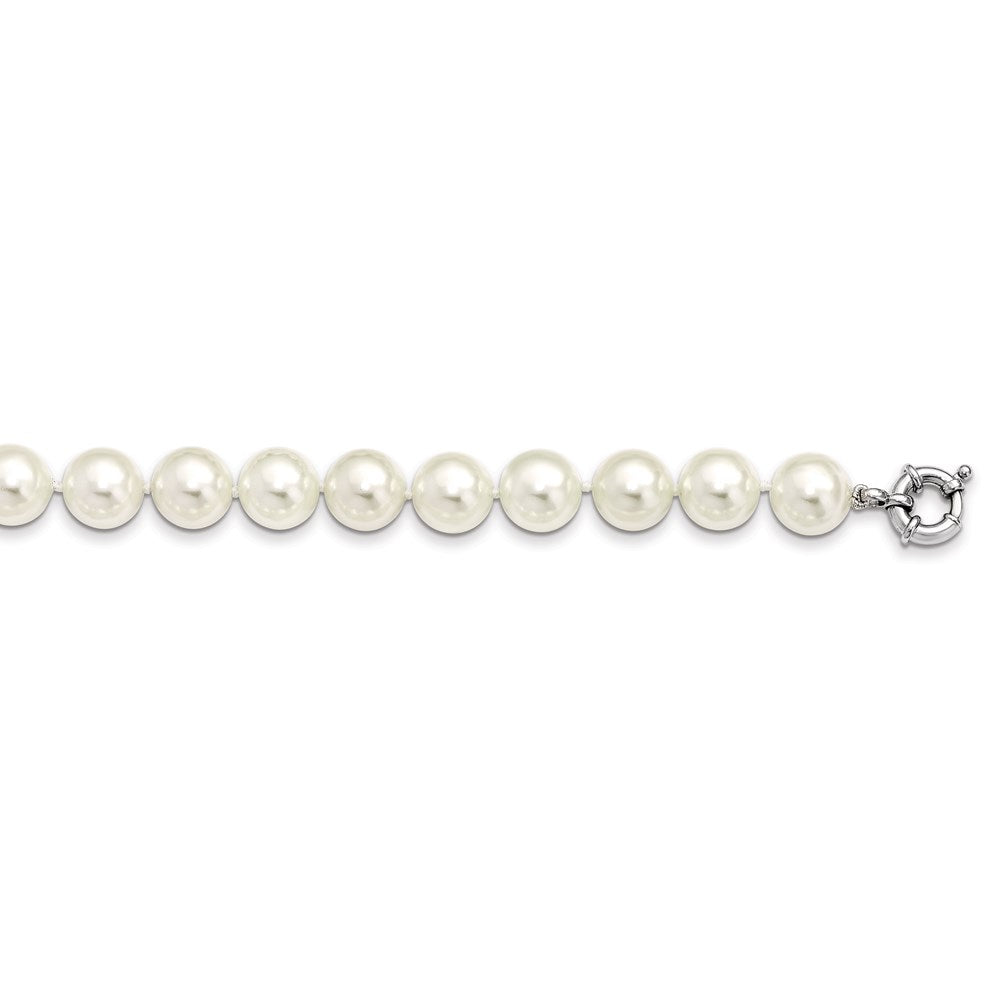 Majestik Sterling Silver Rhodium-plated 12-13mm White Imitation Shell Pearl Hand-knotted Necklace