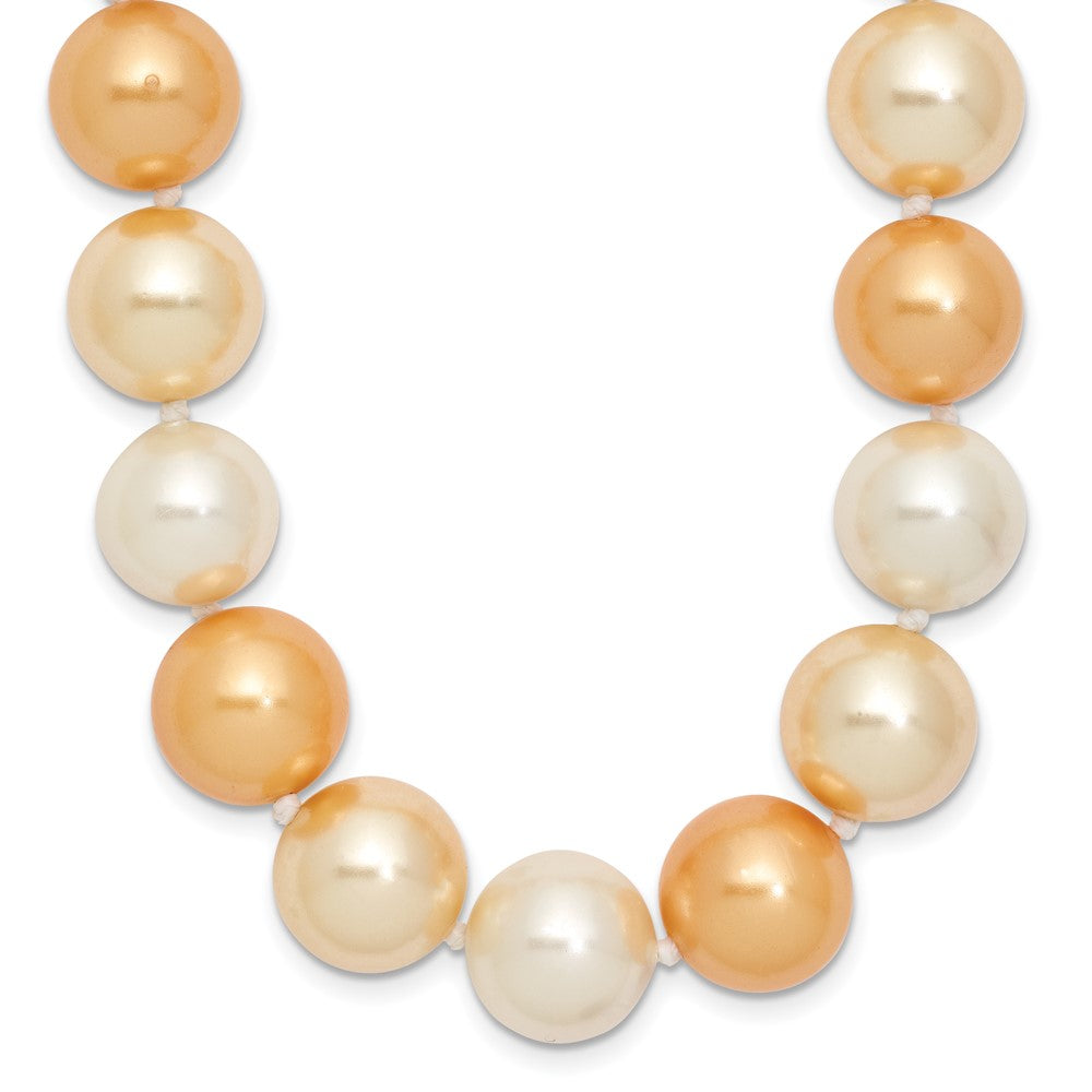 Majestik Sterling Silver Rhodium-plated 12-13mm Yellow and White Imitation Shell Pearl Hand-knotted Necklace