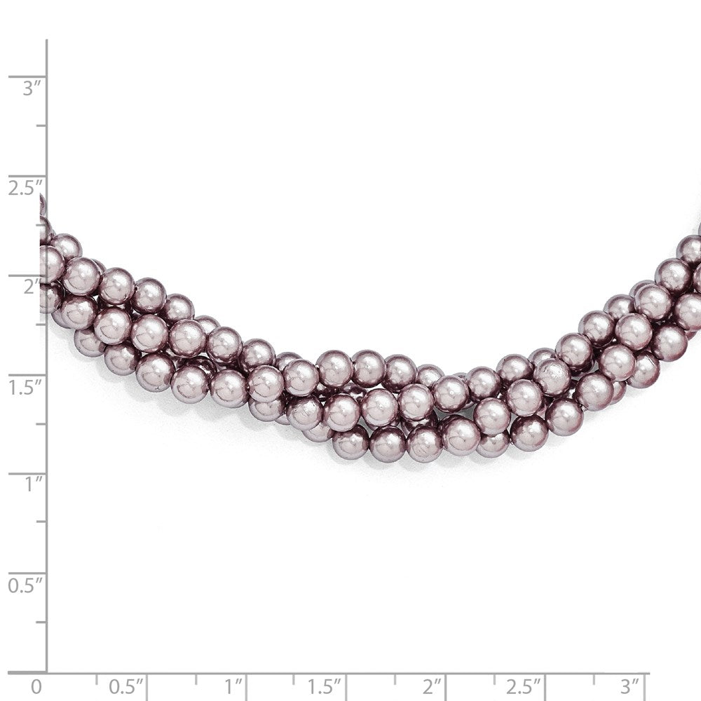 Sterling Silver Majestik 4Row 4-5mm Purple Shell Bead Twist Necklace