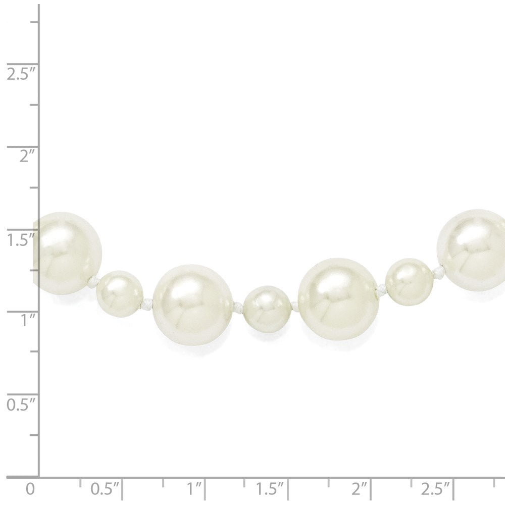 Majestik 7 and 12mm White Imitation Shell Pearl Hand-knotted Slip-on Necklace