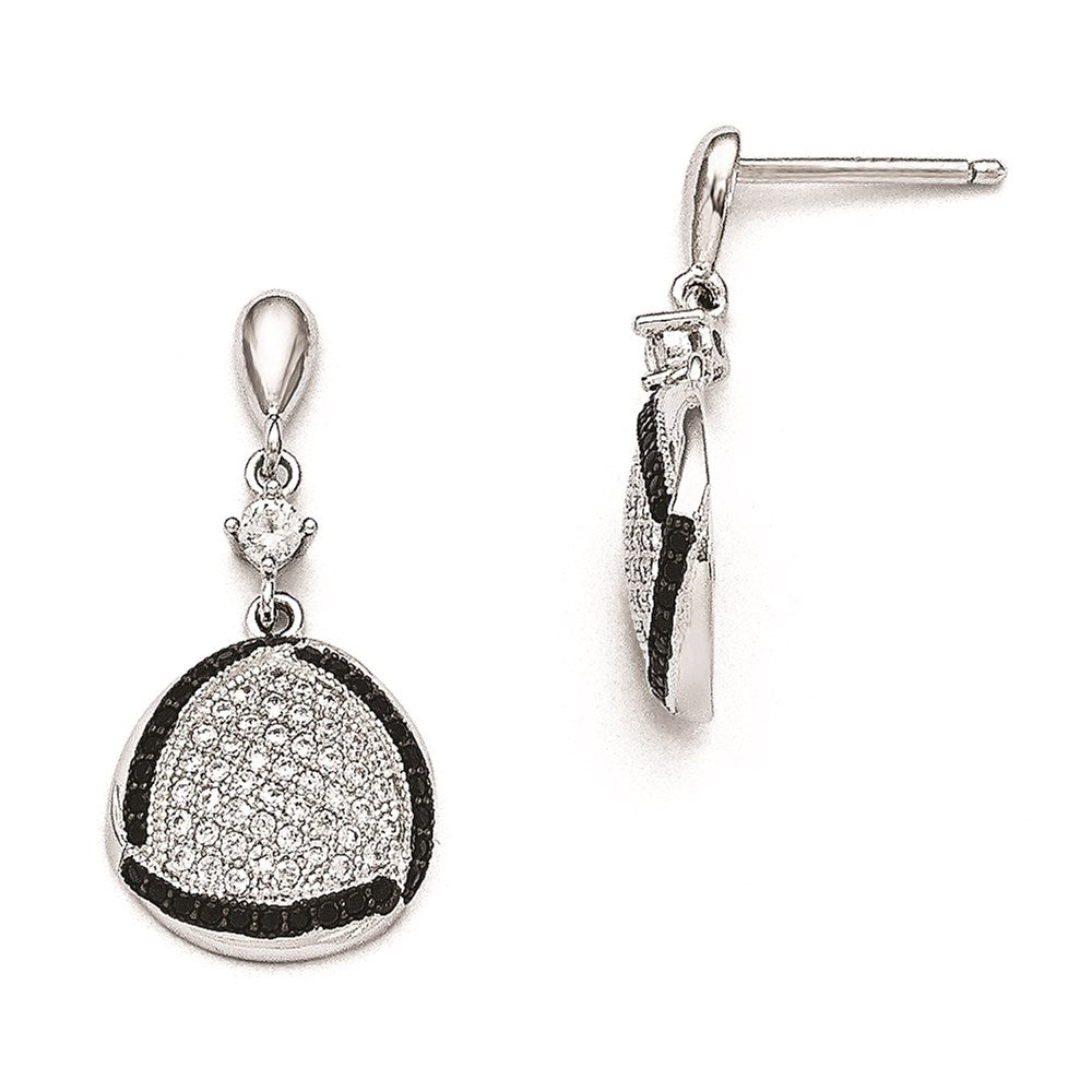 Sterling Silver & CZ True Fire Triangle Dangle Post Earrings