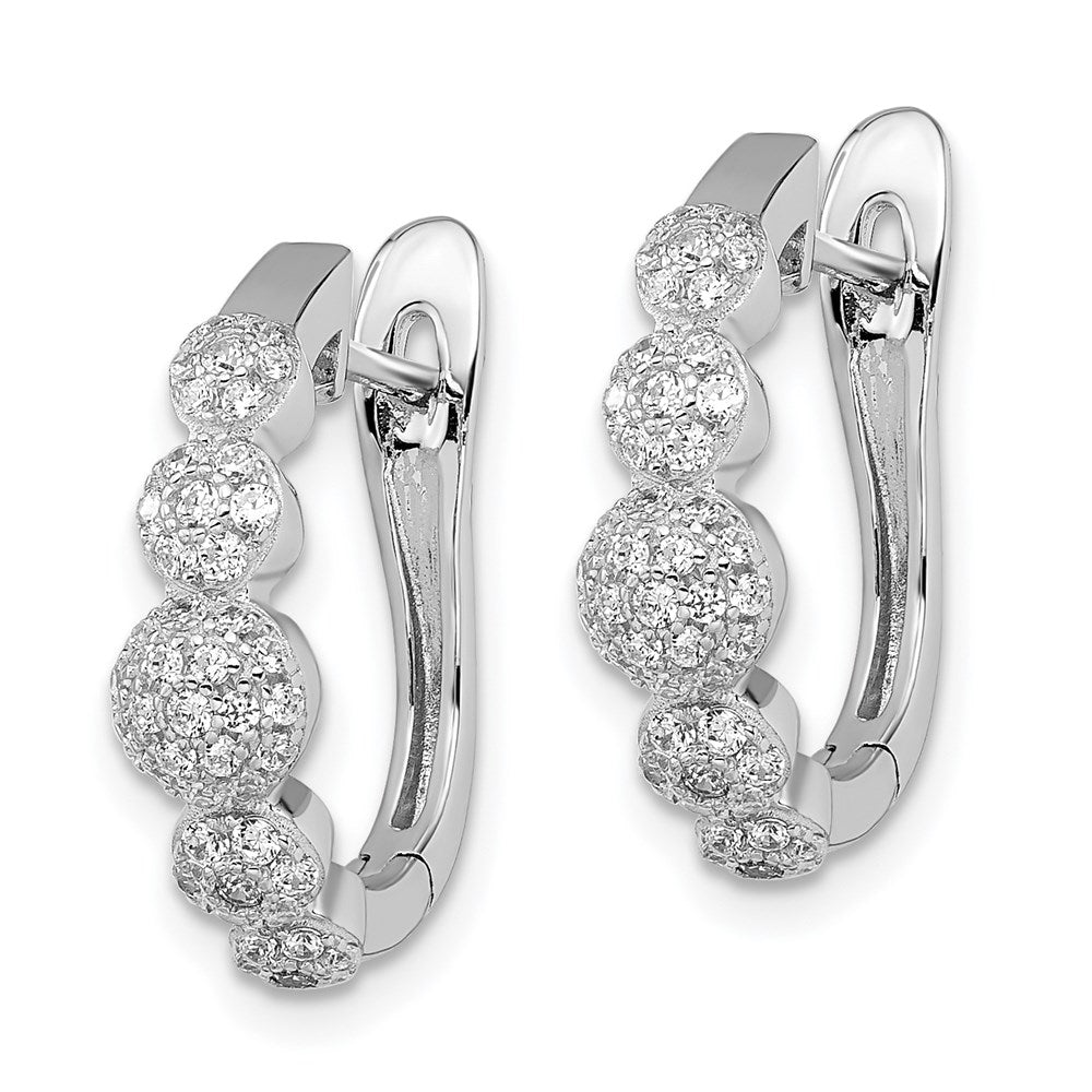 Brilliant Embers Sterling Silver Rhodium-plated 92 Stone Micro PavÇ CZ Hinged Hoop Earrings